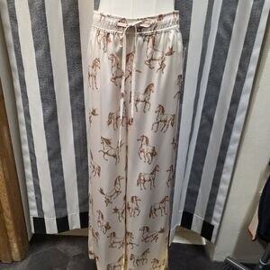 skies are blue Ivory Horse satin pants